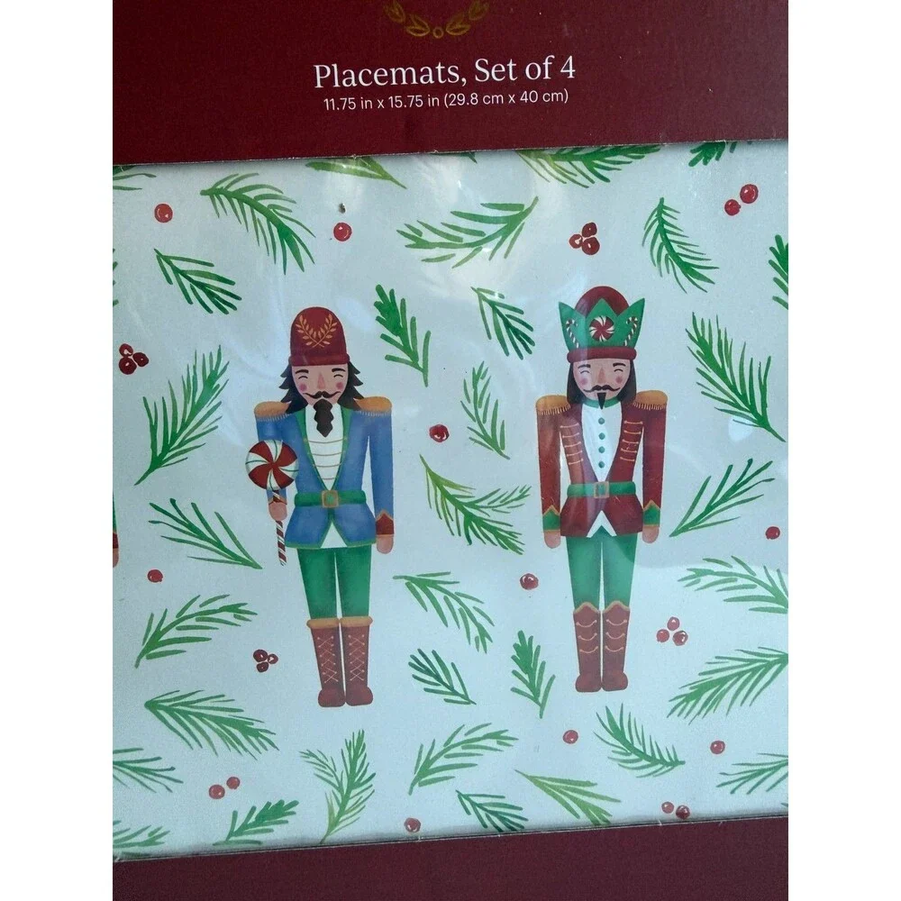 Lenox Christmas Bayberry Nutcracker Placemats Hardboard Cork Set of 4 Boxed